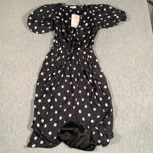 Delfi Collective x Anthropologie Black Polka Dot Dress XS New With Tags Elegant